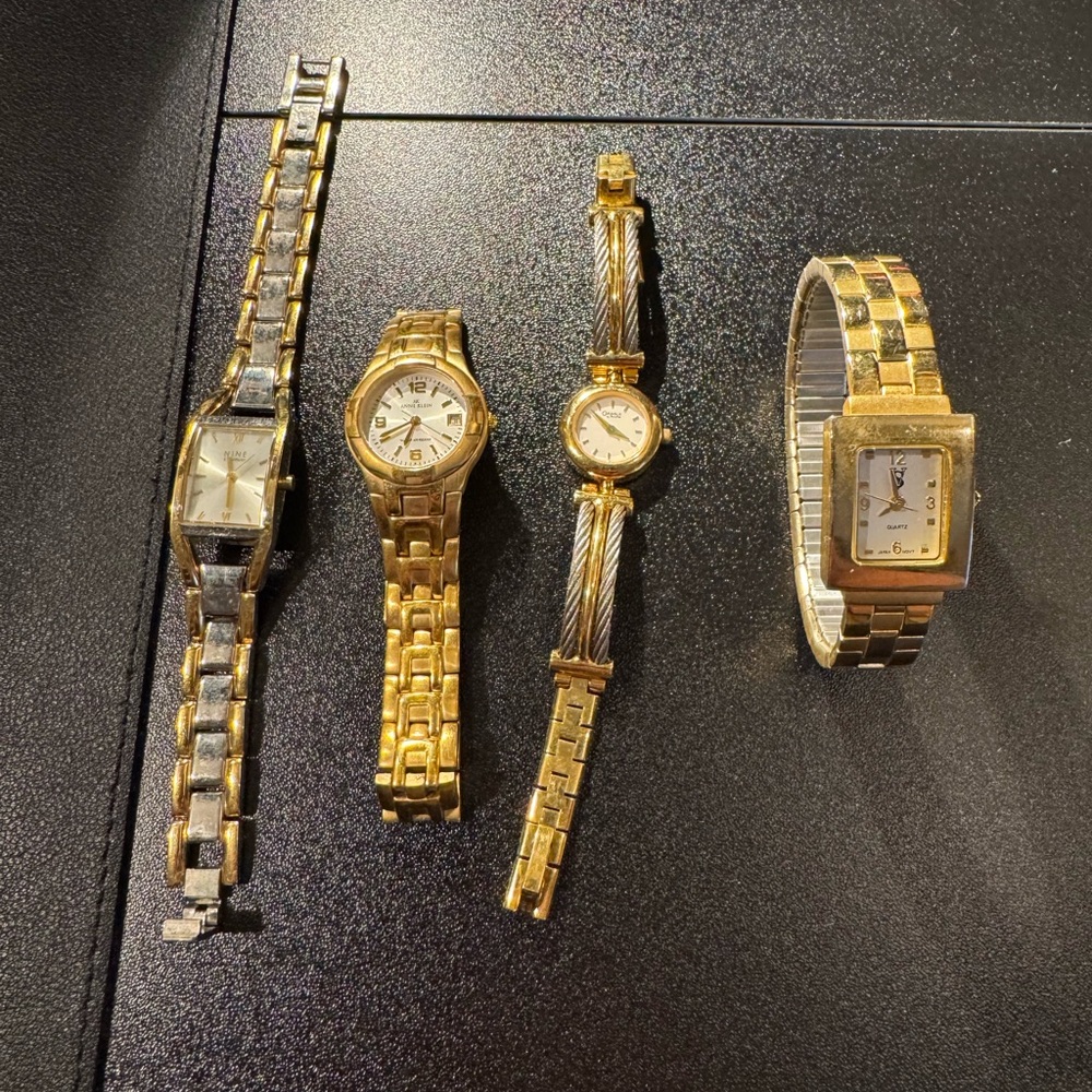 Four watches for women, range from bulova to VS. need batteries.